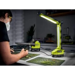 Ryobi ONE+ 18V Cordless LED Workbench Light Kit With 4.0 Ah Battery, 2.0 Ah Battery, And Charger -Ryobi Store ryobi jobsite lighting pcl667k2sb 4f 1000