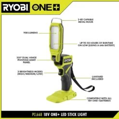 Ryobi ONE+ 18V Cordless LED Stick Light (Tool Only) -Ryobi Store ryobi jobsite lighting pcl668b 40 1000