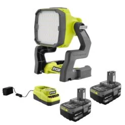 Ryobi ONE+ 18V Lithium-Ion 4.0 Ah Compact Battery (2-Pack) And Charger Kit With ONE+ Hybrid LED Work Light -Ryobi Store ryobi jobsite lighting psk006 pcl633b d4 1000