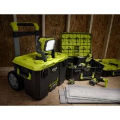 Ryobi ONE+ 18V Lithium-Ion 4.0 Ah Compact Battery (2-Pack) And Charger Kit With ONE+ Hybrid LED Work Light -Ryobi Store ryobi jobsite lighting psk006 pcl633b fa 1000