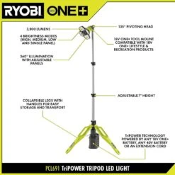 Ryobi ONE+ 18V HIGH PERFORMANCE Kit W/ (2) 4.0 Ah Batteries, 2.0 Ah Battery, Charger, & Hybrid Tri-Power Tripod Light -Ryobi Store ryobi jobsite lighting psk108sb pcl691b 40 1000