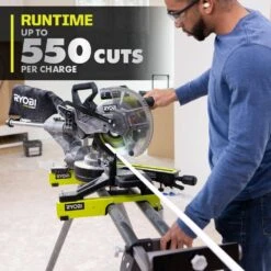 Ryobi ONE+ HP 18V Brushless Cordless 10 In. Sliding Compound Miter Saw (Tool Only) With Foldable Miter Saw QUICKSTAND -Ryobi Store ryobi miter saws pblms01b a18ms01g 1d 1000