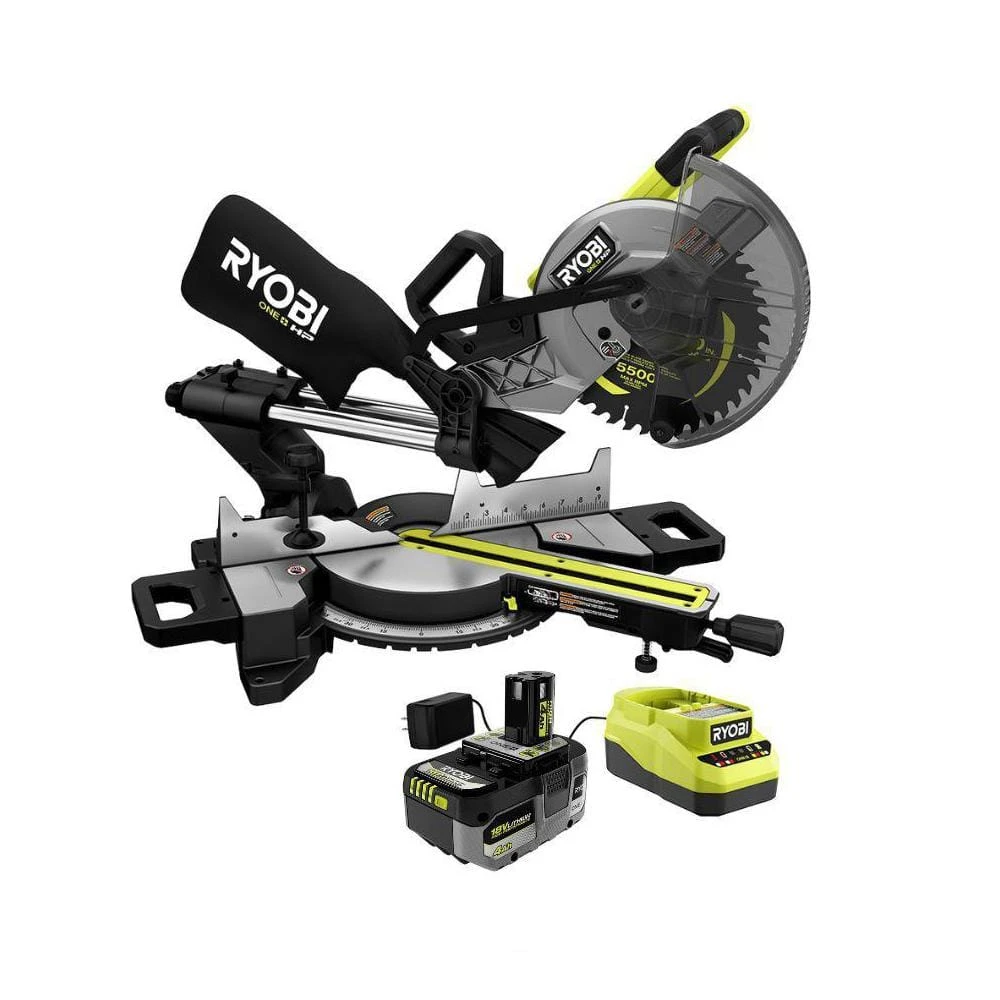 Ryobi ONE+ HP 18V Brushless Cordless 10 In. Sliding Compound Miter Saw Kit With 4.0 Ah HIGH PERFORMANCE Battery And Charger 1 Ryobi ONE+ HP 18V Brushless Cordless 10 In. Sliding Compound Miter Saw Kit With 4.0 Ah HIGH PERFORMANCE Battery And Charger