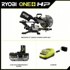Ryobi ONE+ HP 18V Brushless Cordless 10 In. Sliding Compound Miter Saw Kit With 4.0 Ah HIGH PERFORMANCE Battery And Charger 16 Ryobi ONE+ HP 18V Brushless Cordless 10 In. Sliding Compound Miter Saw Kit With 4.0 Ah HIGH PERFORMANCE Battery And Charger -Ryobi Store ryobi miter saws pblms01k c3 1000