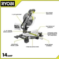 Ryobi 14 Amp Corded 10 In. Compound Miter Saw With LED Cutline Indicator -Ryobi Store ryobi miter saws ts1346 40 1000