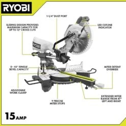 Ryobi 15 Amp 10 In. Corded Sliding Compound Miter Saw With LED Cutline Indicator -Ryobi Store ryobi miter saws tss103 40 1000