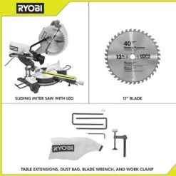 Ryobi 15 Amp Corded 12 In. Sliding Compound Miter Saw And ONE+ 18V 16-Gauge Cordless AirStrike Finish Nailer (Tool Only) -Ryobi Store ryobi miter saws tss121 p326 de 1000