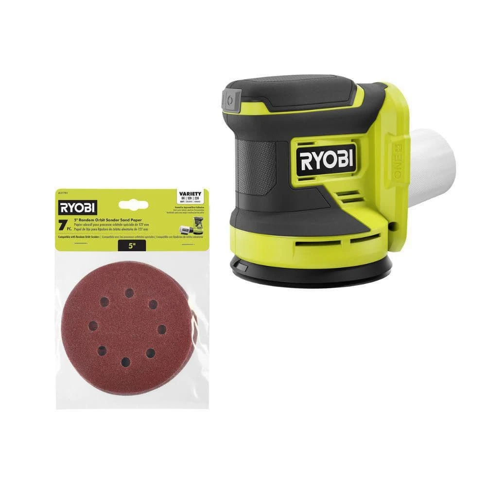 Ryobi ONE+ 18V Cordless 5 In. Random Orbit Sander (Tool Only) With 7-Piece 5 In. Random Orbit Sand Paper Assortment 1 Ryobi ONE+ 18V Cordless 5 In. Random Orbit Sander (Tool Only) With 7-Piece 5 In. Random Orbit Sand Paper Assortment
