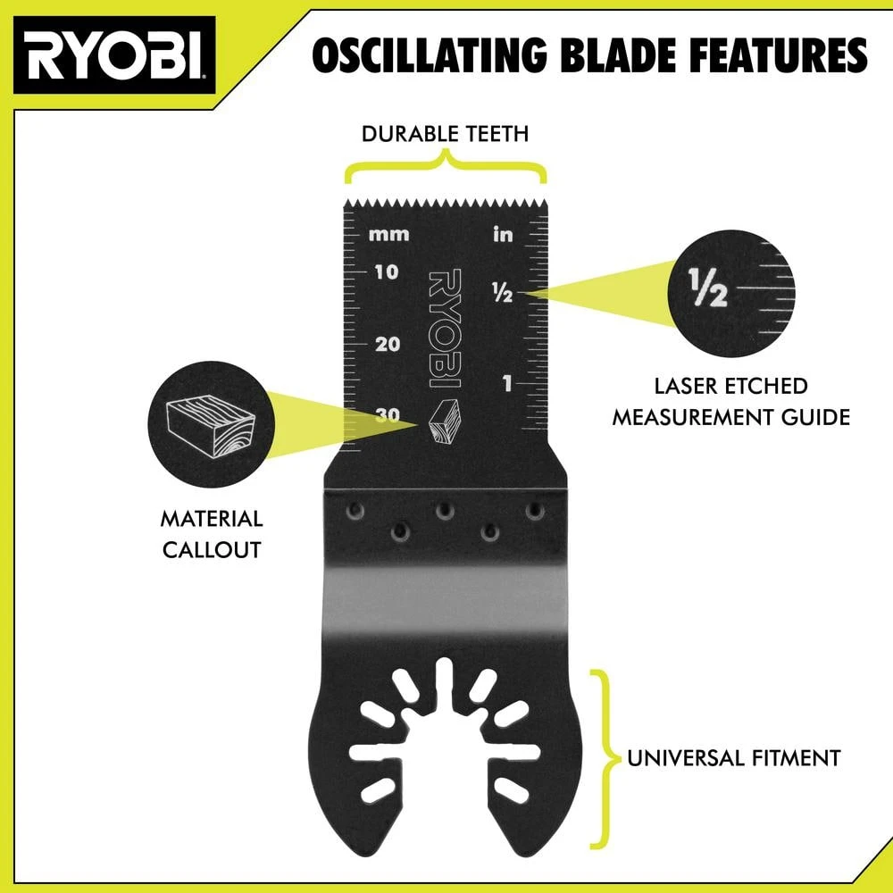 Ryobi 4-Piece Wood Oscillating Multi-Tool Blade Set With 16-Piece Oscillating Multi-Tool Blade Accessory Set 3 Ryobi 4-Piece Wood Oscillating Multi-Tool Blade Set With 16-Piece Oscillating Multi-Tool Blade Accessory Set - Image 3