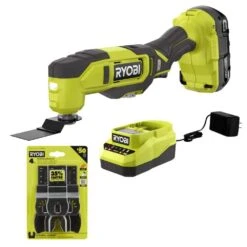 Ryobi ONE+ 18V Cordless Oscillating Multi-Tool Kit With 2.0 Ah Battery, Charger, And 4-Piece Wood Oscillating Blade Set
