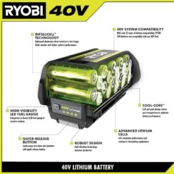 Ryobi 40V Lithium-Ion 6.0 Ah Battery And Rapid Charger Starter Kit -Ryobi Store ryobi outdoor power batteries chargers op4060506 a0 1000