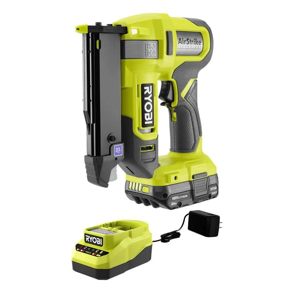 Ryobi ONE+ 18V Cordless Airstrike 23-Gauge Headless Pin Nailer Kit With 2.0 Ah Battery And Charger 1 Ryobi ONE+ 18V Cordless Airstrike 23-Gauge Headless Pin Nailer Kit With 2.0 Ah Battery And Charger