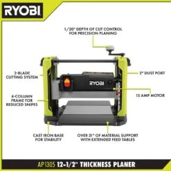 Ryobi 15 Amp 12-1/2 In. Corded Thickness Planer With Planer Knives, Knife Removal Tool, Hex Key And Dust Hood -Ryobi Store ryobi planers ap1305 a0 1000