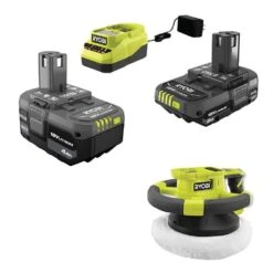 Ryobi ONE+ 18V Cordless 10 In. Variable Speed Random Orbit Buffer With 2.0 Ah Battery, 4.0 Ah Battery, And Charger