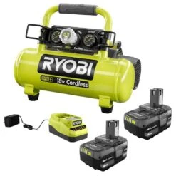 Ryobi ONE+ 18V Lithium-Ion 4.0 Ah Compact Battery (2-Pack) And Charger Kit With Cordless 1 Gal. Portable Air Compressor