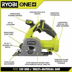 Ryobi ONE+ 18V Cordless 3-3/8 In. Multi-Material Plunge Saw (Tool Only) -Ryobi Store ryobi power cutting tools p555 40 1000
