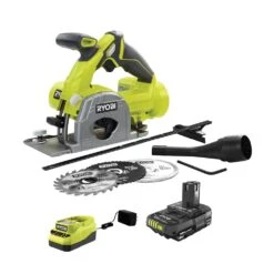 Ryobi ONE+ 18V Cordless 3-3/8 In. Multi Material Plunge Saw Kit With 2.0 Ah Battery And Charger