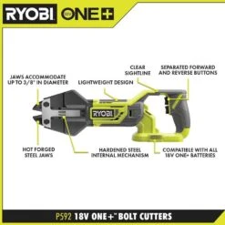 Ryobi ONE+ 18V Cordless Bolt Cutters With 6.0 Ah HIGH PERFORMANCE Battery (2-Pack) 16 Ryobi ONE+ 18V Cordless Bolt Cutters With 6.0 Ah HIGH PERFORMANCE Battery (2-Pack) -Ryobi Store ryobi power cutting tools p592 pbp2007 40 1000
