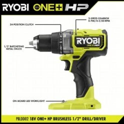 Ryobi ONE+ HP 18V Brushless Cordless 1/2 In. Drill/Driver Kit With 4.0 Ah Battery, Charger, And Bag -Ryobi Store ryobi power drills pbldd02k1 40 1000