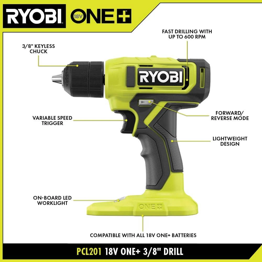 Ryobi ONE+ 18V Cordless 3/8 In. Drill/Driver Kit With 1.5 Ah Battery And Charger 2 Ryobi ONE+ 18V Cordless 3/8 In. Drill/Driver Kit With 1.5 Ah Battery And Charger - Image 2