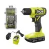 Ryobi ONE+ 18V Cordless 3/8 In. Drill/Driver Kit With 1.5 Ah Battery, Charger, And Diamond Grit Driving Set (52-Piece)