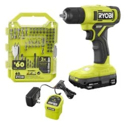 Ryobi ONE+ 18V Cordless 3/8 In. Drill/Driver Kit With 1.5 Ah Battery, Charger, And Drill And Drive Kit (65-Piece)