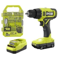 Ryobi ONE+ 18V Cordless 1/2 In. Drill/Driver Kit With 1.5 Ah Battery, Charger, And Drill And Impact Drive Kit (40-Piece)