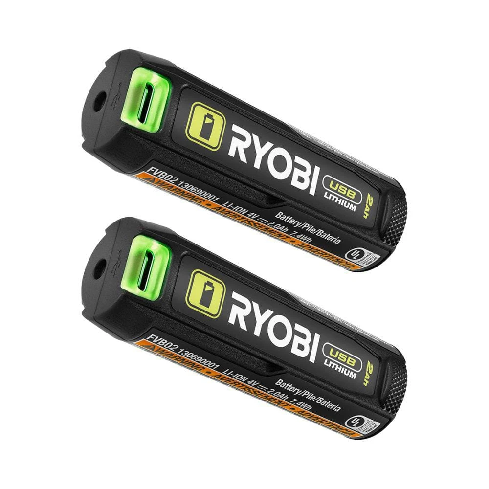 Ryobi USB Lithium 2.0 Ah Lithium Rechargeable Batteries (2-Pack) 1 Ryobi USB Lithium 2.0 Ah Lithium Rechargeable Batteries (2-Pack)