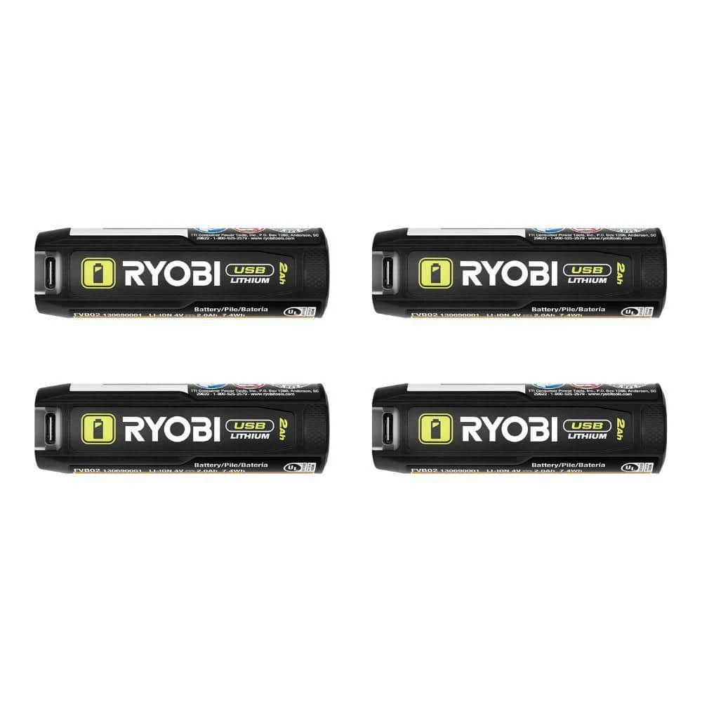 Ryobi USB Lithium-Ion 2.0 Ah Rechargeable Batteries (4-Pack) 1 Ryobi USB Lithium-Ion 2.0 Ah Rechargeable Batteries (4-Pack)