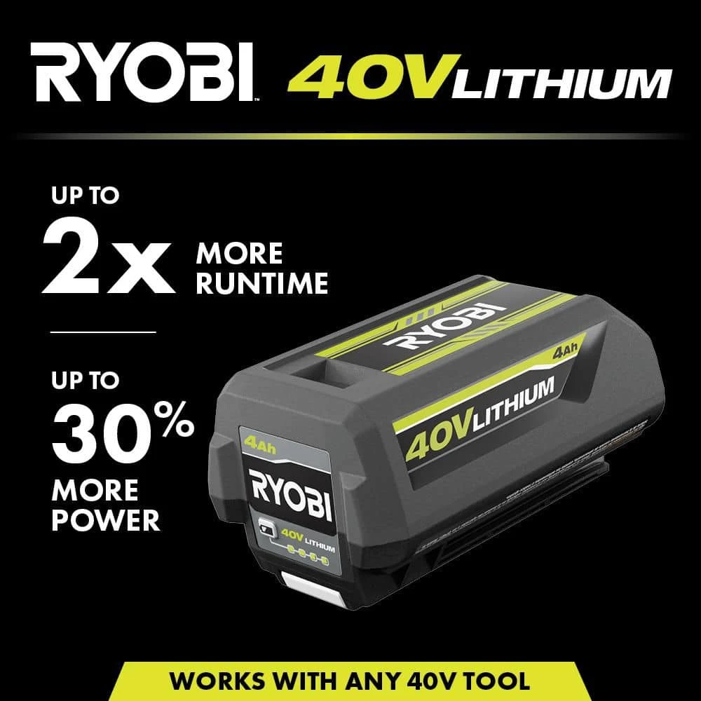 Ryobi 40V Lithium-Ion (2) 4.0 Ah Battery/4A Fast Charger Starter Kit 2 Ryobi 40V Lithium-Ion (2) 4.0 Ah Battery/4A Fast Charger Starter Kit - Image 2