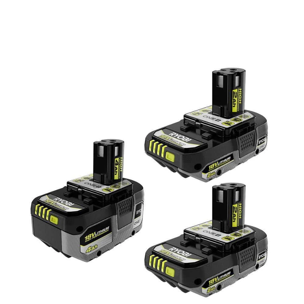 Ryobi ONE+ 18V Lithium-Ion 4.0 Ah HIGH PERFORMANCE Battery With (2) 2.0 Ah HIGH PERFORMANCE Batteries 1 Ryobi ONE+ 18V Lithium-Ion 4.0 Ah HIGH PERFORMANCE Battery With (2) 2.0 Ah HIGH PERFORMANCE Batteries
