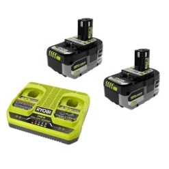 Ryobi ONE+ 18V Dual Port Simultaneous Charger With 6.0 Ah HIGH PERFORMANCE Battery (2-Pack)