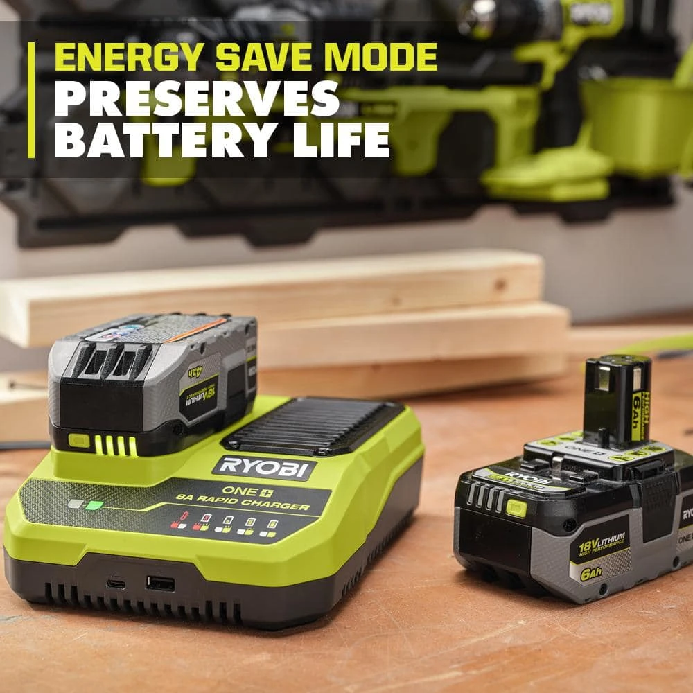 Ryobi ONE+ 18V 8A Rapid Charger With ONE+ 18V 8.0 Ah Lithium-Ion HIGH PERFORMANCE Battery 4 Ryobi ONE+ 18V 8A Rapid Charger With ONE+ 18V 8.0 Ah Lithium-Ion HIGH PERFORMANCE Battery - Image 4