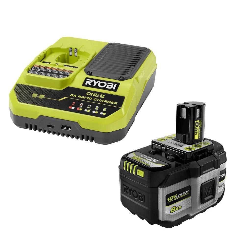 Ryobi ONE+ 18V 8A Rapid Charger With ONE+ 18V 8.0 Ah Lithium-Ion HIGH PERFORMANCE Battery 1 Ryobi ONE+ 18V 8A Rapid Charger With ONE+ 18V 8.0 Ah Lithium-Ion HIGH PERFORMANCE Battery