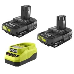 Ryobi ONE+ 18V Lithium-Ion 2.0 Ah Compact Battery (2-Pack) With 18V Lithium-Ion Charger