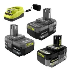 Ryobi ONE+ 18V Lithium-Ion 4.0 Ah Compact Battery (2-Pack) And Charger Kit With ONE+ 4.0 Ah HIGH PERFORMANCE Battery