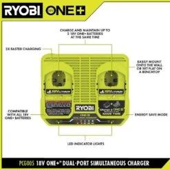 Ryobi ONE+ 18V (6) 1.5 Ah Batteries With Dual-Port Charger Starter Kit -Ryobi Store ryobi power tool batteries psk026 40 1000