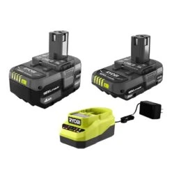 Ryobi ONE+ 18V Lithium-Ion Kit W/ 2.0 Ah Battery, 4.0 Ah Battery, Charger, LINK Wall Rails (2PK) & (2) LINK ONE+ Battery Shelf -Ryobi Store ryobi power tool batteries psk106sb stm504 stm818 stm818 d4 1000