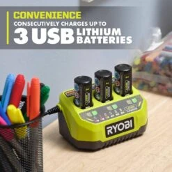 Ryobi USB Lithium 3-Port Charger -Ryobi Store ryobi power tool battery chargers fvch01 1d 1000