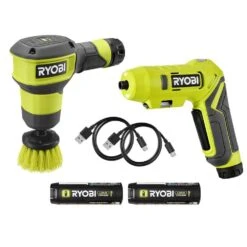 Ryobi USB Lithium 2-Tool Combo Kit With Screwdriver, Compact Scrubber, (2) 2.0 Ah USB Lithium Batteries, & (2) Charging Cables