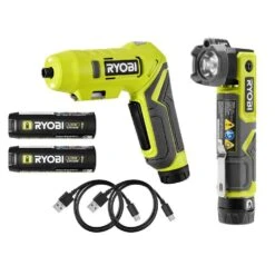 Ryobi USB Lithium 2-Tool Combo Kit With Screwdriver, LED Flashlight, (2) 2.0 Ah USB Lithium Batteries, & (2) Charging Cables