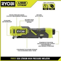 Ryobi USB Lithium 2-Tool Combo Kit With Inflator, Flashlight, (2) 2.0 Ah USB Lithium Batteries, & (2) Charging Cables -Ryobi Store ryobi power tool combo kits fvf51k fvl54k 40 1000