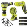 Ryobi USB Lithium Cordless 3-Tool Combo Kit With Scrubber, Screwdriver, Clamp Fan, (3) 2.0 Ah Batteries, And Charging Cables