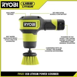 Ryobi USB Lithium Cordless 3-Tool Combo Kit With Scrubber, Screwdriver, Clamp Fan, (3) 2.0 Ah Batteries, And Charging Cables -Ryobi Store ryobi power tool combo kits fvg51k fvd50k fvf51k 77 1000