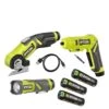 Ryobi USB Lithium 3-Tool Combo Kit W/ Flashlight, Screwdriver, Cutter, (2) 2Ah Batteries, Charger, & USB Lithium 3Ah Battery