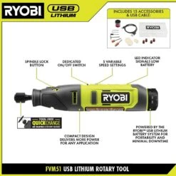 Ryobi USB Lithium 2-Tool Combo Kit With Rotary Tool, Glue Pen, (2) 2.0 Ah USB Lithium Batteries, And (2) Charging Cables 17 Ryobi USB Lithium 2-Tool Combo Kit With Rotary Tool, Glue Pen, (2) 2.0 Ah USB Lithium Batteries, And (2) Charging Cables -Ryobi Store ryobi power tool combo kits fvm51k fvh56k 40 1000