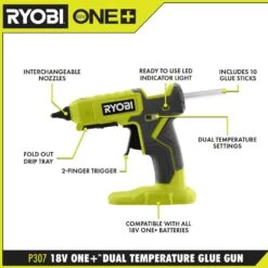 Ryobi ONE+ 18V Cordless 2-Tool Combo Kit With Dual Temperature Glue Gun And Compact Glue Gun (Tools Only) -Ryobi Store ryobi power tool combo kits p307 p306 40 1000