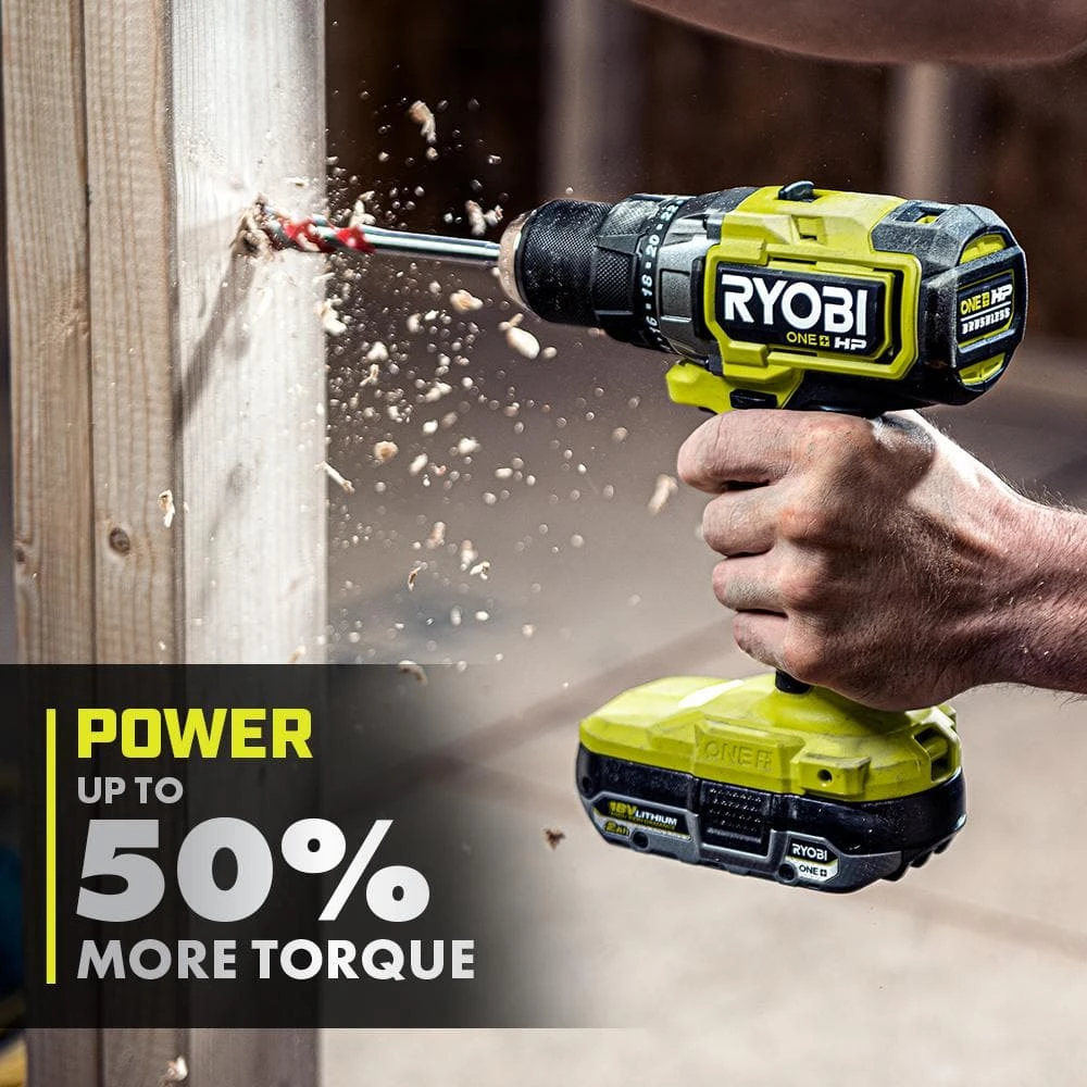 Ryobi ONE+ HP 18V Brushless Cordless 1/2 In. Drill/Driver And Impact Driver Kit W/(2) 2.0 Ah Batteries, Charger, And Bag 5 Ryobi ONE+ HP 18V Brushless Cordless 1/2 In. Drill/Driver And Impact Driver Kit W/(2) 2.0 Ah Batteries, Charger, And Bag - Image 5