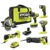 Ryobi ONE+ 18V Cordless 6-Tool Combo Kit With (2) Batteries, Charger, Accessories, And Tool Bag