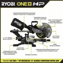 Ryobi ONE+ HP 18V Brushless Cordless 2-Tool Combo Kit With Miter Saw And Compact Portable Jobsite Table Saw (Tools Only) 15 Ryobi ONE+ HP 18V Brushless Cordless 2-Tool Combo Kit With Miter Saw And Compact Portable Jobsite Table Saw (Tools Only) -Ryobi Store ryobi power tool combo kits pblms01b pblts01b 40 1000